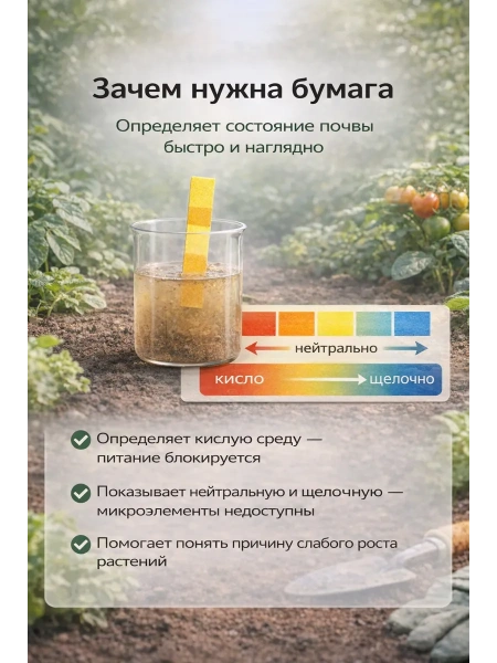 Лакмусовая бумага для измерения кислотности почвы 20 тестов Благодатное земледелие